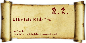 Ulbrich Klára névjegykártya